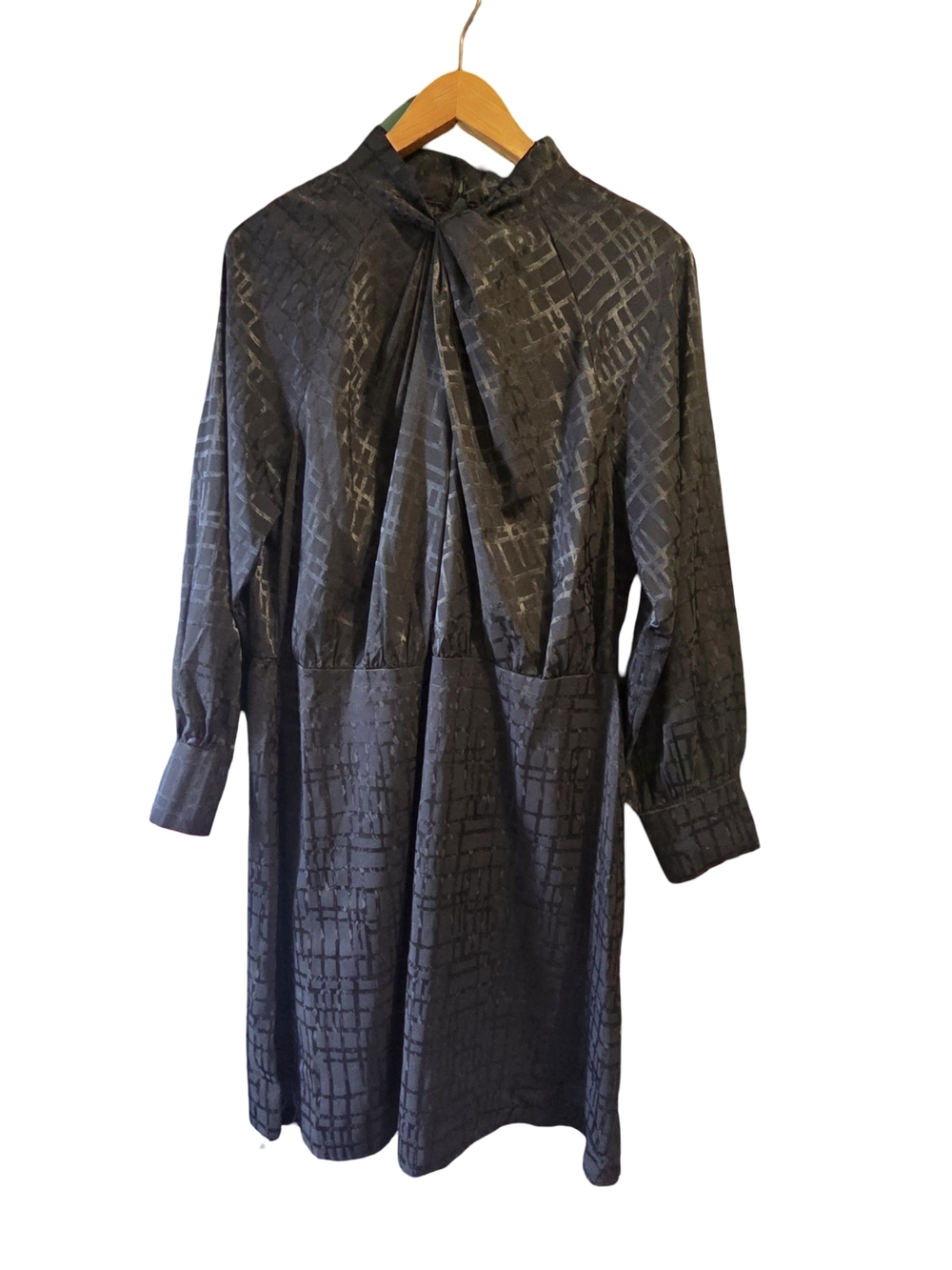 Emma & Michele Charcoal Black Jacquard Long-Sleeve Shift Dress
